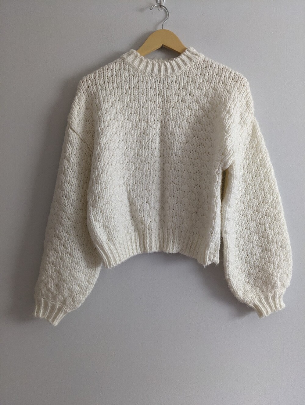 MINKPINK In Chunky Knit Bell Sleeve Fluffy Sweater | Cream | XS